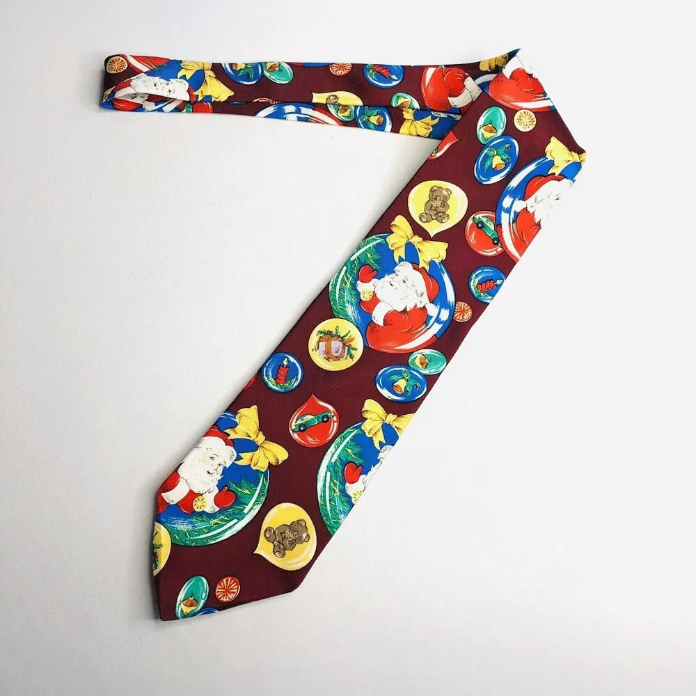 HOLIDAYS by JCPenney by MMG🎅🏻Burgundy Red Santa Claus Christmas🎅🏻Holiday Tie
